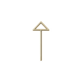 Simple, elegant gold arrow pointing upwards with triangular head on transparency background, symbolizing direction and progress png