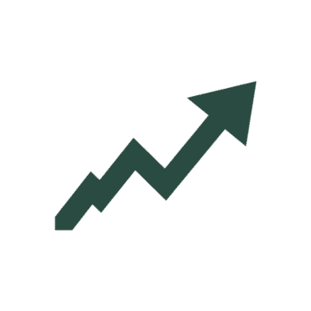 Green zigzag arrow pointing upwards symbolizes growth, progress, or increase in value. This icon is often used in financial contexts to represent positive trends or upward movement in data png