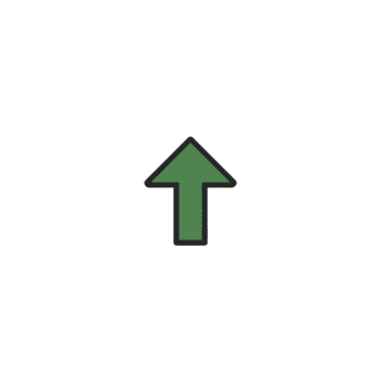 Green upward arrow icon on transparent background, symbolizing direction or increase. simple design is often used in digital interfaces to indicate progress or navigation png