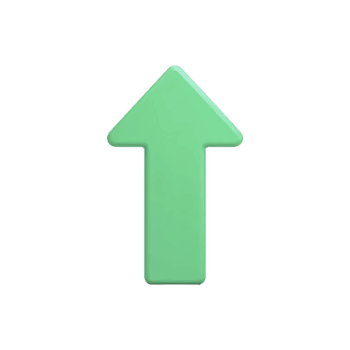 Green upward arrow icon on transparency background symbolizes direction or progress. It can be used in various contexts like navigation, growth, or increase png