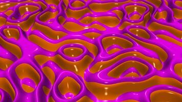 fluido scintillante onde di rosa e arancia plasma, elegante senza soluzione di continuità ciclo continuo, metallico raggiante riflessione, esclusivo elegante astratto sfondo design video