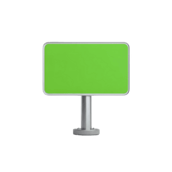 rettangolare verde cartello con argento telaio e In piedi, isolato su trasparenza sfondo, ideale per personalizzazione o pubblicità scopi png