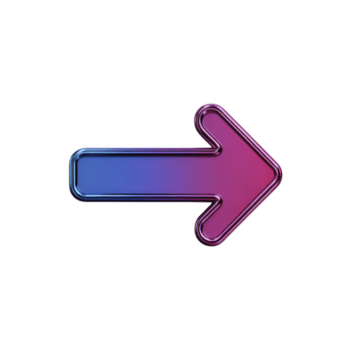Vibrant gradient arrow icon with glossy finish, transitioning from blue to pink, pointing to right. design is modern and eye catching, suitable for digital interfaces png