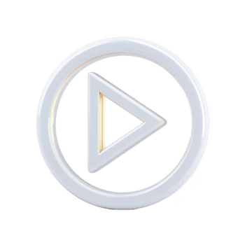 bianca e oro giocare pulsante icona con circolare confine, simboleggiante media riproduzione o contenuto. design è elegante e moderno, adatto per digitale interfacce o multimedia applicazioni png