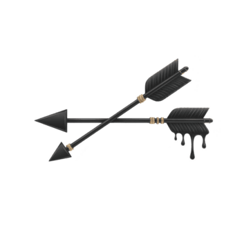 Due nero frecce con oro accenti, uno con gocciolante effetto, siamo attraversato contro trasparenza sfondo, la creazione di Impressionante e artistico design png