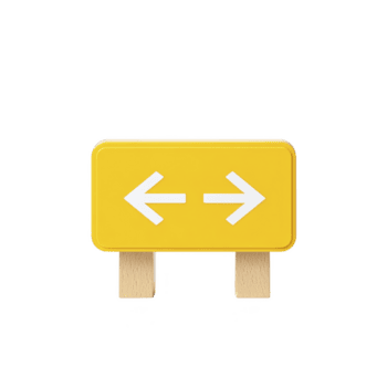 giallo rettangolare cartello con bianca frecce puntamento nel di fronte indicazioni è montato su Due di legno messaggi, simboleggiante scelta o direzione png