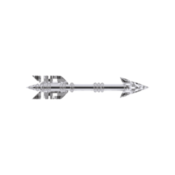 Sleek, transparent glass arrow with sharp tip and detailed fletching, reflecting light on transparency background. arrow elegant design and clarity create modern, artistic impression png
