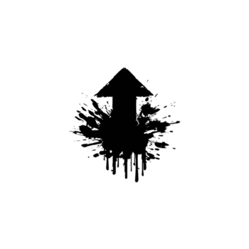 svart pil med stänka ner effekt skapar dynamisk och konstnärlig design, symboliserar riktning och rörelse. grunge stil lägger till modern, kantig känna till bild png