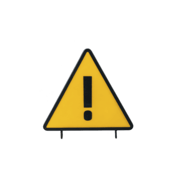 Yellow triangular warning sign with exclamation mark in center, symbolizing caution or alert. sign is isolated on transparency background, emphasizing its importance png