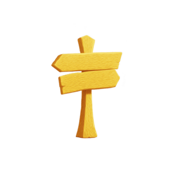 di legno cartello stradale con Due vuoto direzionale frecce puntamento di fronte indicazioni, isolato trasparenza sfondo. cartello stradale ha strutturato, cartone animato stile, evocando giocoso e avventuroso umore png