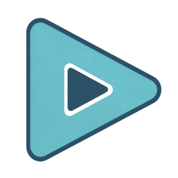 Blue play button icon with triangular shape and darker inner triangle, symbolizing media playback or start. design is simple and modern, suitable for digital interfaces png