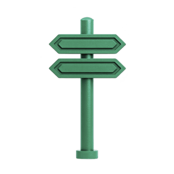 grön riktnings vägvisare med två tom pilar pekande i motsatt vägbeskrivningar, symboliserar val och riktning. vägvisare är isolerat på genomskinlighet bakgrund, betona dess enkelhet png