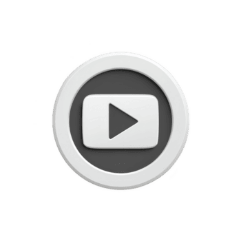 3D white and gray play button icon with circular design, symbolizing media or playback. button is centered within circular frame, giving modern and sleek appearance png