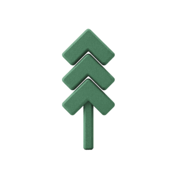 stilisiert Grün Baum Symbol mit drei nach oben zeigen Pfeile Bildung Geäst, symbolisieren Wachstum und Natur. einfach Design ist modern und minimalistisch png