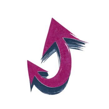 beschwingt, künstlerisch Pfeil Design mit Fett gedruckt Rosa und Blau Farbe planen, mit texturiert, Pinselstrich Stil. Pfeil Kurven dynamisch, Erstellen Sinn von Bewegung und Energie png