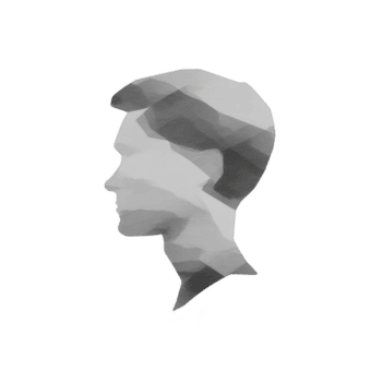 escala de grises geométrico silueta de persona cabeza en perfil vista, presentando angular formas y minimalista diseño. resumen estilo crea moderno y artístico impresión png