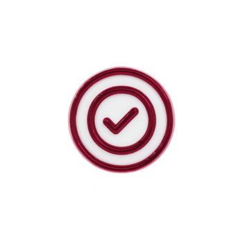 rood controleren Mark is gecentreerd binnen circulaire doelwit ontwerp, symboliseert goedkeuring of voltooiing. stoutmoedig rood kleur contrasten met transparantie achtergrond, creëren Doorzichtig en opvallend zichtbaar png