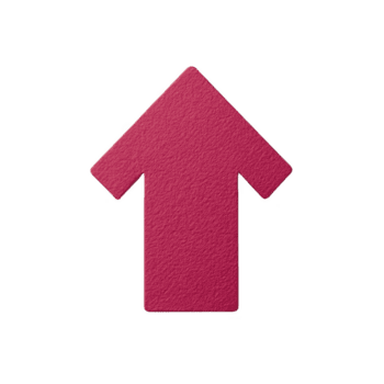 Red textured upward arrow symbol on transparency background, representing direction or progress. arrow bold color and simple design convey sense of movement and positivity png