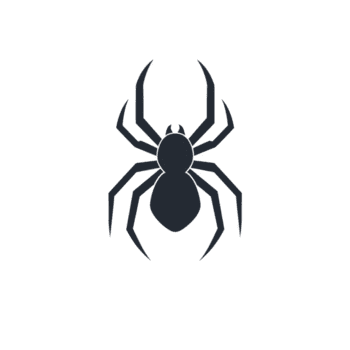 Silhouette of spider is depicted against plain background, showcasing its distinct legs and body shape. image captures spider form in simple, yet striking manner png