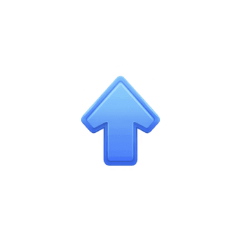 Blue upward arrow icon on transparent background, symbolizing direction or progress. glossy design adds modern touch, making it suitable for digital interfaces or presentations png