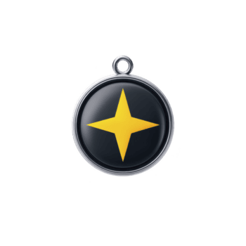 brillante argento pendente con giallo stella design su trasparenza sfondo, simboleggiante guida e direzione. circolare forma e metallico finire Inserisci eleganza per accessorio png