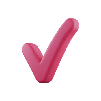 3d roze controleren Mark symbool Aan transparantie achtergrond, vertegenwoordigen goedkeuring of bevestiging. controleren Mark is glad en afgerond, geven het modern en speels uiterlijk png