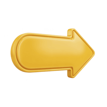 skinande gul 3d pil pekande till höger, med slät och glansig Avsluta, står ut mot enkel bakgrund. pil djärv design och vibrerande Färg göra den idealisk för highlighting vägbeskrivning png