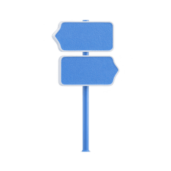 blå riktnings vägvisare med två tom pilar pekande i motsatt vägbeskrivningar, isolerat på genomskinlighet bakgrund. vägvisare är enkel och modern, idealisk för navigering eller resa begrepp png