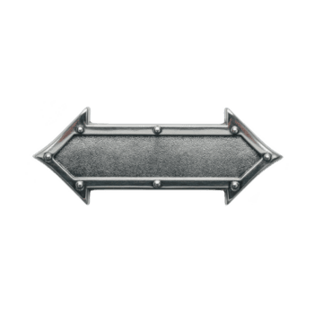 metallico Doppio headed freccia cartello con strutturato superficie e rivetto particolari, simboleggiante direzione o navigazione. design è industriale e elegante, adatto per vario applicazioni png