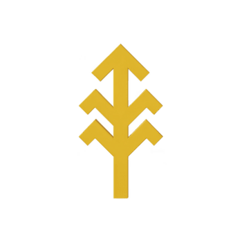 estilizado amarillo árbol símbolo con geométrico ramas en transparencia fondo, transporte moderno y resumen diseño png