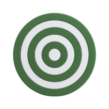 Green and white circular target with concentric rings is displayed, often used for archery or shooting practice. design is simple and symmetrical, creating sense of focus png