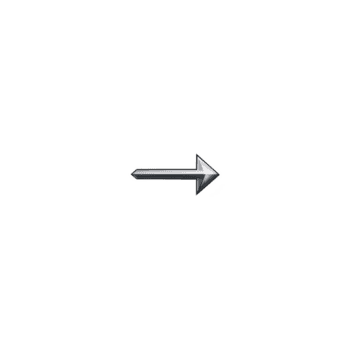 Sleek, metallic right pointing arrow with reflective surface on transparent background, ideal for navigation or directional purposes png