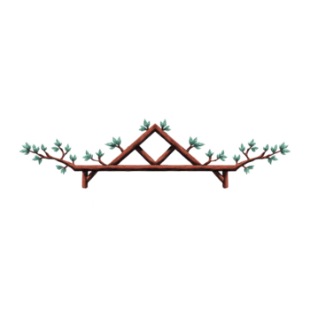 dekorativ metall vägg konst bit funktioner triangel- design med lummig grenar förlängning från sidor, skapande elegant och konstnärlig se png