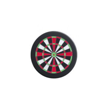 Dartboard with classic design featuring alternating red, black, and white sections, and green bullseye, isolated on transparency background png