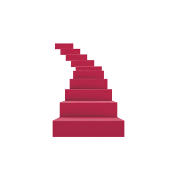 serie de rojo pasos ascendente en espiral modelo en contra transparencia fondo, creando sentido de profundidad y movimiento png