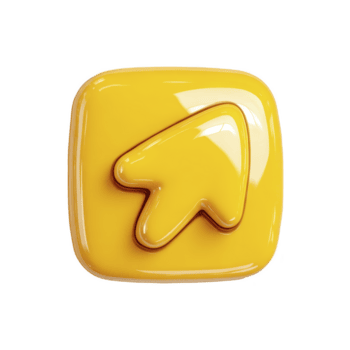 glänzend Gelb 3d Mauszeiger Symbol mit glänzend beenden, ähnlich Computer Zeiger, ist angezeigt auf Platz Hintergrund. Design ist modern und beschwingt, Ideal zum Digital Schnittstellen png