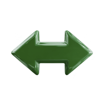 skinande grön dubbel- headed pil symbol på genomskinlighet bakgrund, representerar riktning och val. glansig Avsluta lägger till modern Rör till design png