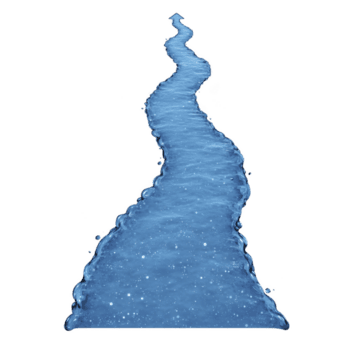 Winding, sparkling blue river flows gracefully, creating serene and magical atmosphere. water glistens under unseen light source, adding touch of enchantment to scene png