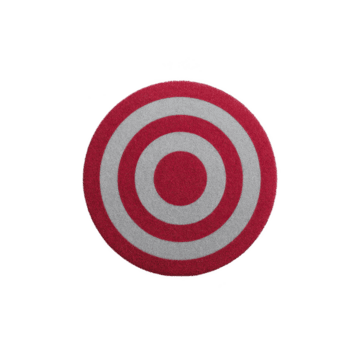 Circular target with concentric red and white rings, often used for archery or shooting practice, is depicted. design is simple and iconic, symbolizing precision and focus png