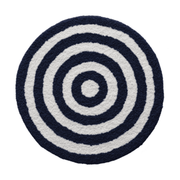 ronde tapijt met concentrisch cirkels in zwart en wit creëert vetgedrukt, modern ontwerp. patroon is gemakkelijk nog opvallend, toevoegen hedendaags tintje naar ieder ruimte png