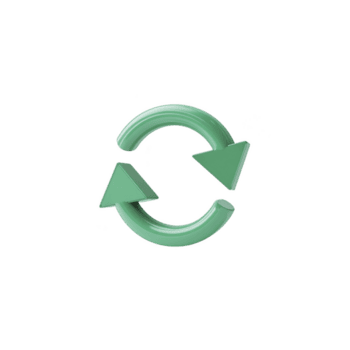 vert 3d rafraîchir icône avec deux flèches formant cercle, symbolisant recyclage ou mise à jour. flèches sont incurvé et point dans dans le sens horaire direction, convoyer sens de mouvement et renouvellement png