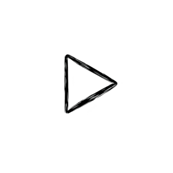 Simple black hand drawn play button icon on transparent background, symbolizing media playback or start. sketchy style adds casual and artistic touch png