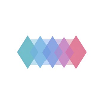 serie de superposición, translúcido diamante formas en degradado colores rango desde verde azulado a rosado crear armonioso y moderno diseño. geométrico modelo es visualmente atractivo y equilibrado png