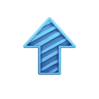 azul 3d flecha señalando hacia arriba con a rayas patrón, simbolizando dirección o progreso. diseño es moderno y ojo atrapando, adecuado para digital interfaces o presentaciones png