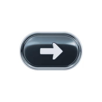 elegante, lucido pulsante con bianca freccia puntamento Giusto, impostato contro trasparenza sfondo, simboleggiante direzione o navigazione. pulsante ha moderno, metallico aspetto png