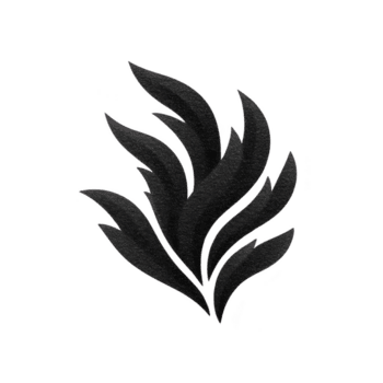 stilizzato nero foglia design con strutturato aspetto esteriore, con multiplo curvo segmenti somigliante fiamme o piume, impostato contro trasparente sfondo png