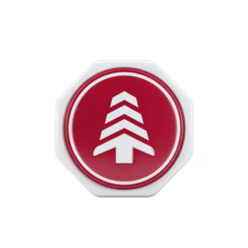 rojo y blanco octagonal firmar con estilizado árbol símbolo en centro, parecido a detener signo. diseño es sencillo y moderno, con lustroso terminar png