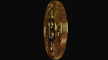 único dourado bitcoin fiação perfeitamente dentro perfeito cheio rotação, em loop animação com alfa fundo para digital finança e investimento projetos video
