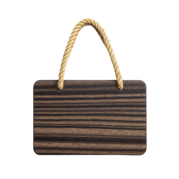 de madera firmar con cuerda manejar, presentando oscuro madera grano patrón, es aislado en transparencia antecedentes. firmar es rectangular y tiene redondeado esquinas, dando eso rústico y natural apariencia png