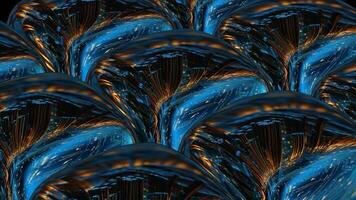 elite tecnológica modelo com Prêmio metálico reflexão dentro elegante techno cubos rotação e exclusivo futurista fundo video